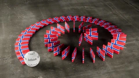 Norway Flag - Affected by Inflation Stock Footage 321606138