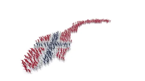 Norway flag and map made out of people 스톡 동영상 48343870
