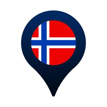 Norway flag and map pointer icon. National flag location icon vector design,  스톡 일러스트