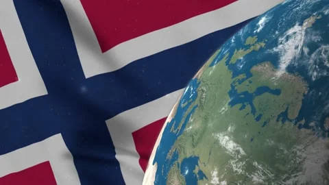Norway Flag and Norway Map on Earth Globe 4K Stock Footage 220781618