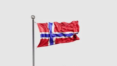 Norway Flag  Animation Loop Include Alpha 3D Rendering Video stock 283037145