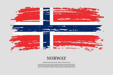 Norway flag with brush stroke effect and information text poster, vector Stock Illustration