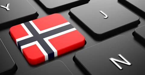 Norway - Flag on Button of Black Keyboard. Stock Illustration