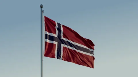 Norway Flag: Cinematic Loopable Motion with Blue Sky in 4K ProRes 422 HQ Stock Footage 267468723