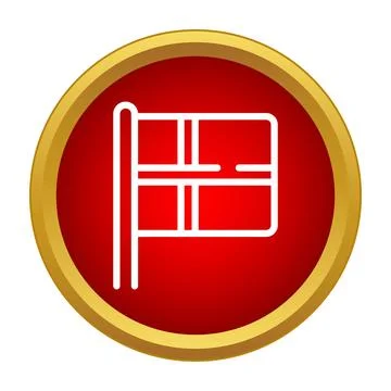 Norway flag icon inside red circular button Stock Illustration