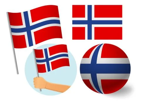 Norway flag icon set Stock Illustration