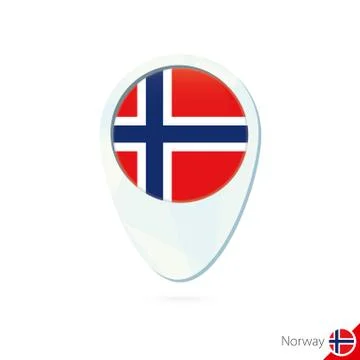 Norway flag location map pin icon on white background. Stock Illustration