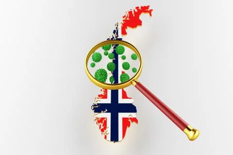 Norway flag on a map. 3d render Stockillustratie