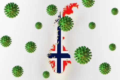 Norway flag on a map. 3d render Illustrazione stock