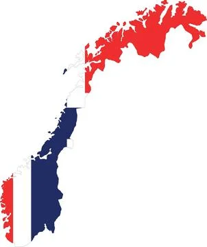 Norway Flag in Map, Norway Map with Flag, Map of Norway, Map with Flag, Nat.. Stock Illustration