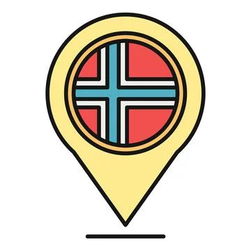 Norway flag map pin pinpointing location icon Stock Illustration