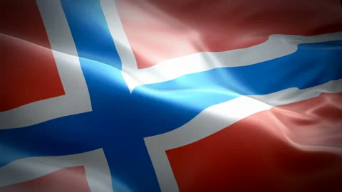 Norway flag Motion Loop video waving in wind. Norwegian Flag background Stock Footage 106011159