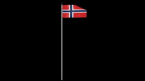Norway Flag on Pole with Alpha Channel Video stock 87307161