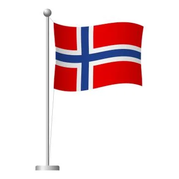 Norway flag on pole icon Stock Illustration