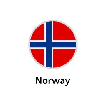 Norway flag round flat icon Stock Illustration