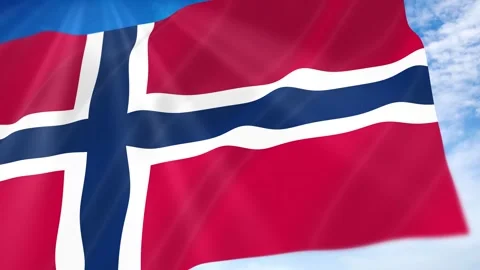 Norway Flag Seamless Loop 4k 60fps on Sky Background Stock Footage 341675909