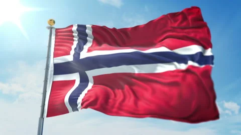 Norway flag seamless looping 3D rendering video Stock Footage 97464352