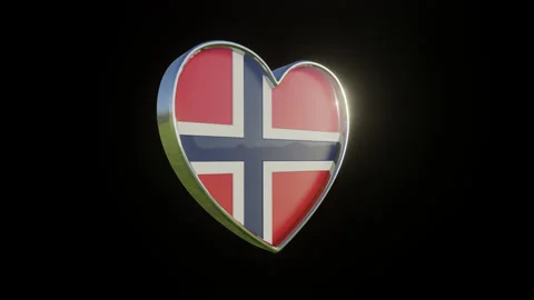Norway Flag in the Shape of 3D Heart. Stock Footage 133093187