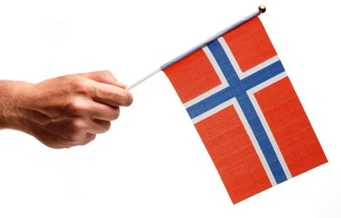 Norway flag small in hand isolate. Stock Photos