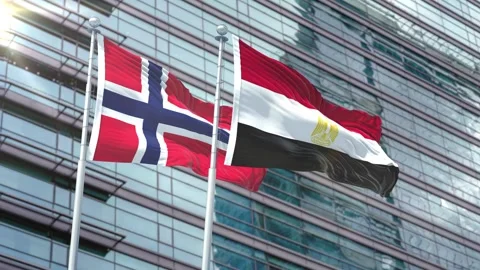 Norway Flag VS Flag of Egypt Stock Footage 343595031