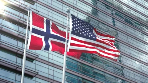 Norway Flag VS Flag of USA Stock Footage 343595032