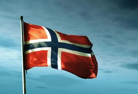 Norway flag waving in the evening Stock-Illustration