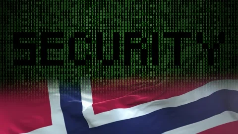 Norway flag - Waving flag on matrix binary code background Stock Footage 321422472