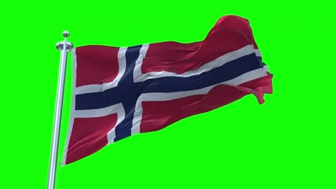 Norway Flag Waving in Loopable and Textured green screen background Video stock 296876112