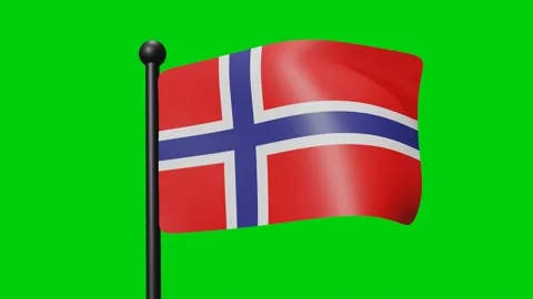 Norway Flag Waving in Slow Motion on the green background. 3D Render Flag. .. Stock Footage 230912321