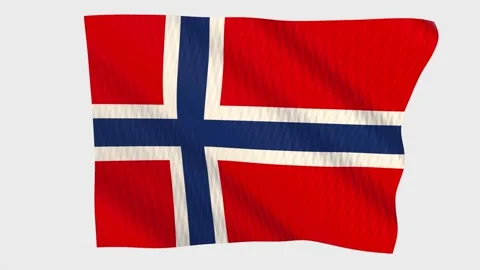 Norway flag waving in the wind on a grey background Stock Footage 343219476