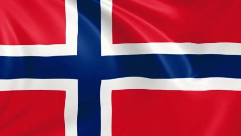 Norway flag waving in the wind with high quality texture in 4K Vídeo Stock 130420933