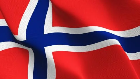 Norway flag waving on wind. Stock Illustration