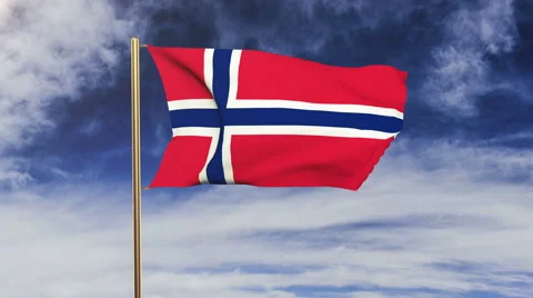 Norway flag waving in the wind. Looping sun rises style.  Animation loop. Green Stock Footage 47978962