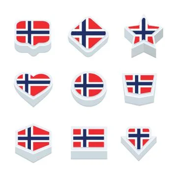Norway flags icons and button set nine styles Stock Illustration
