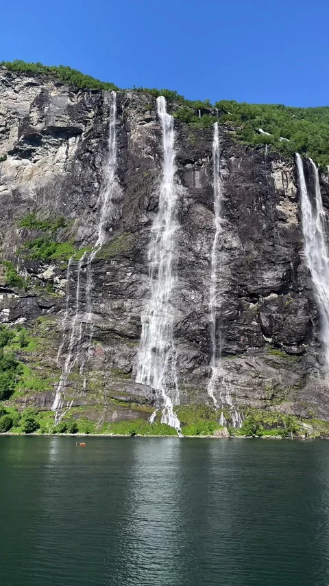Norway Geiranger Seven sisters Video stock 337364553