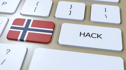 Norway Hack of Country or Hacker Attack 3D Illustration. Country National Flag Stock Illustration