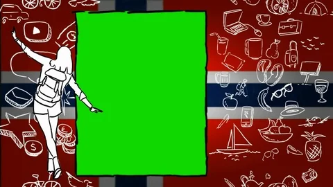 Norway - Hand-drawn - Flag Loop - Illustration Stock Footage 90630811