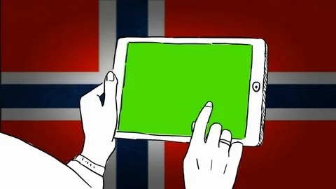 Norway - Hand-drawn - touchscreen flag - Illustration Stock Footage 90630757