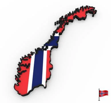 Norway high detailed 3D map Stock Illustration