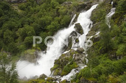 Norway - Jostedalsbreen National Park - Waterfall Stock Photos