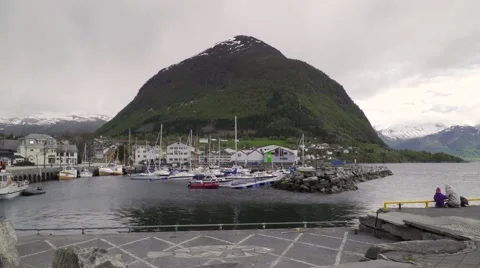 Norway landscape with harbor 스톡 동영상 65263640