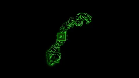 Norway Map AI Chipset Technology Opener Stock Footage 337082056