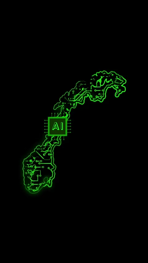 Norway Map AI Chipset Technology Opener Stock Footage 337172338