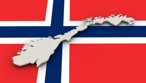 Norway map and flag Stock Illustration