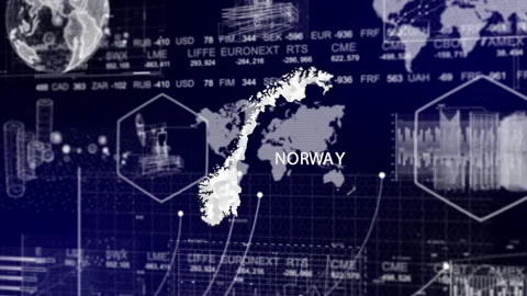 Norway Map Animation Loop | Growth, GDP, Oil Economy &amp; Development Insights Stock Footage 331581477