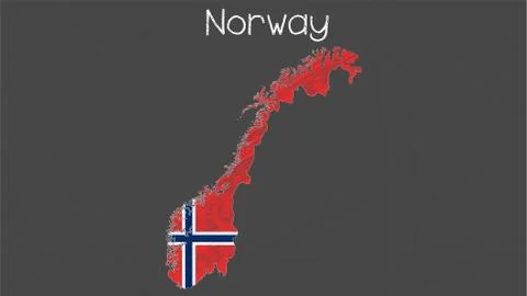Norway map-flag illustration Stock Illustration