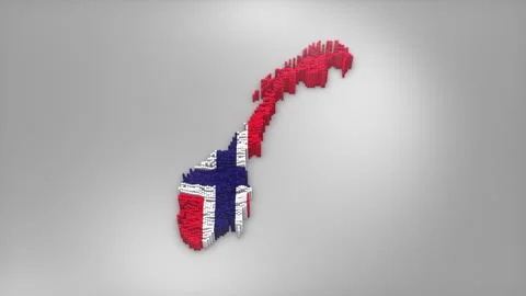 Norway Map with Flag Intro Background Stock Footage 315162183