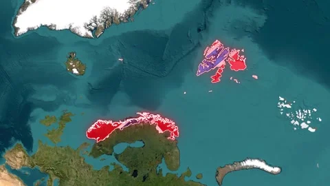 Norway Map Highlight with Glowing Red Border and Flag Video stock 341493830