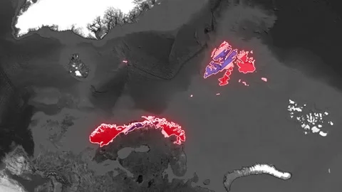 Norway Map Highlight with Glowing Red Border Vídeo Stock 341493833
