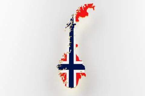 Norway map image with flag. Norway flag on a map. 3d render Illustrazione stock